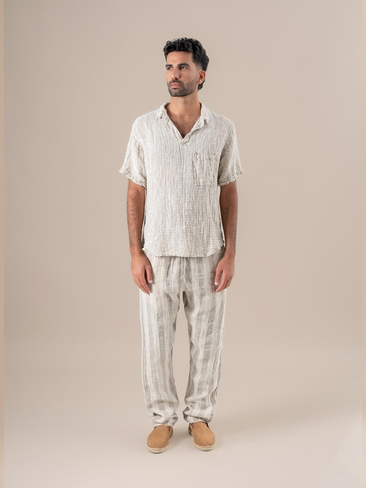 Pantalone Amalfi Riga Jeep Naturale PANTALONE AMALFI riga jeep 12 Bottega Di Brunella