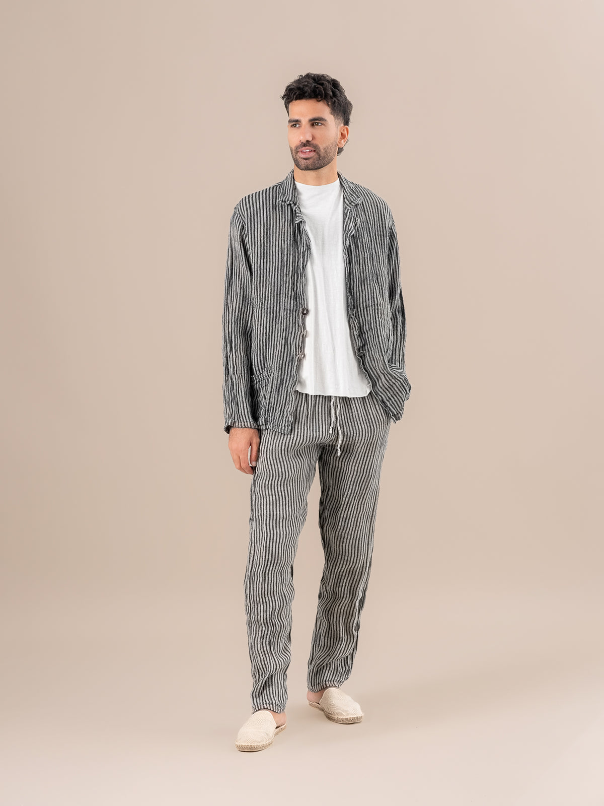 Pantaloni Amalfi Riga Valentina Naturale PANTALONE AMALFI riga valentina 12 Bottega Di Brunella 