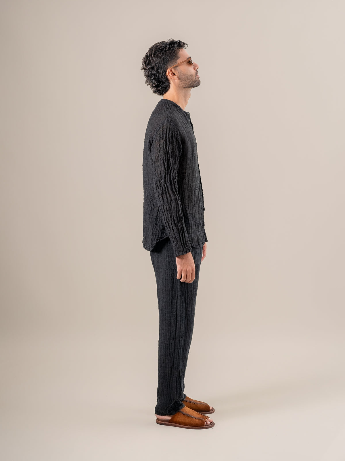 Pantaloni Amalfi Tela Uffizi Nero PANTALONE AMALFI tela uffizi 0 Bottega Di Brunella 