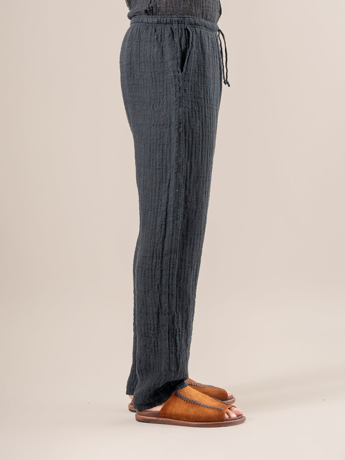 Pantaloni Amalfi Tela Uffizi Nero PANTALONE AMALFI tela uffizi 0 Bottega Di Brunella 