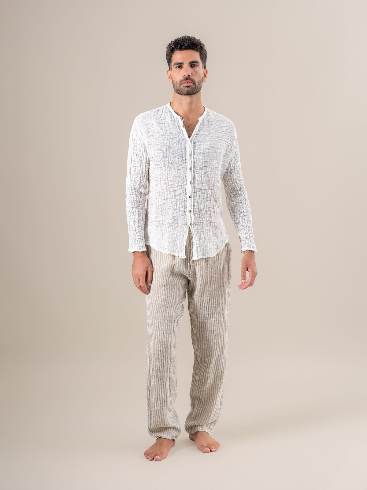Pantaloni Amalfi Tela Uffizi Naturale PANTALONE AMALFI tela uffizi 12 Bottega Di Brunella 