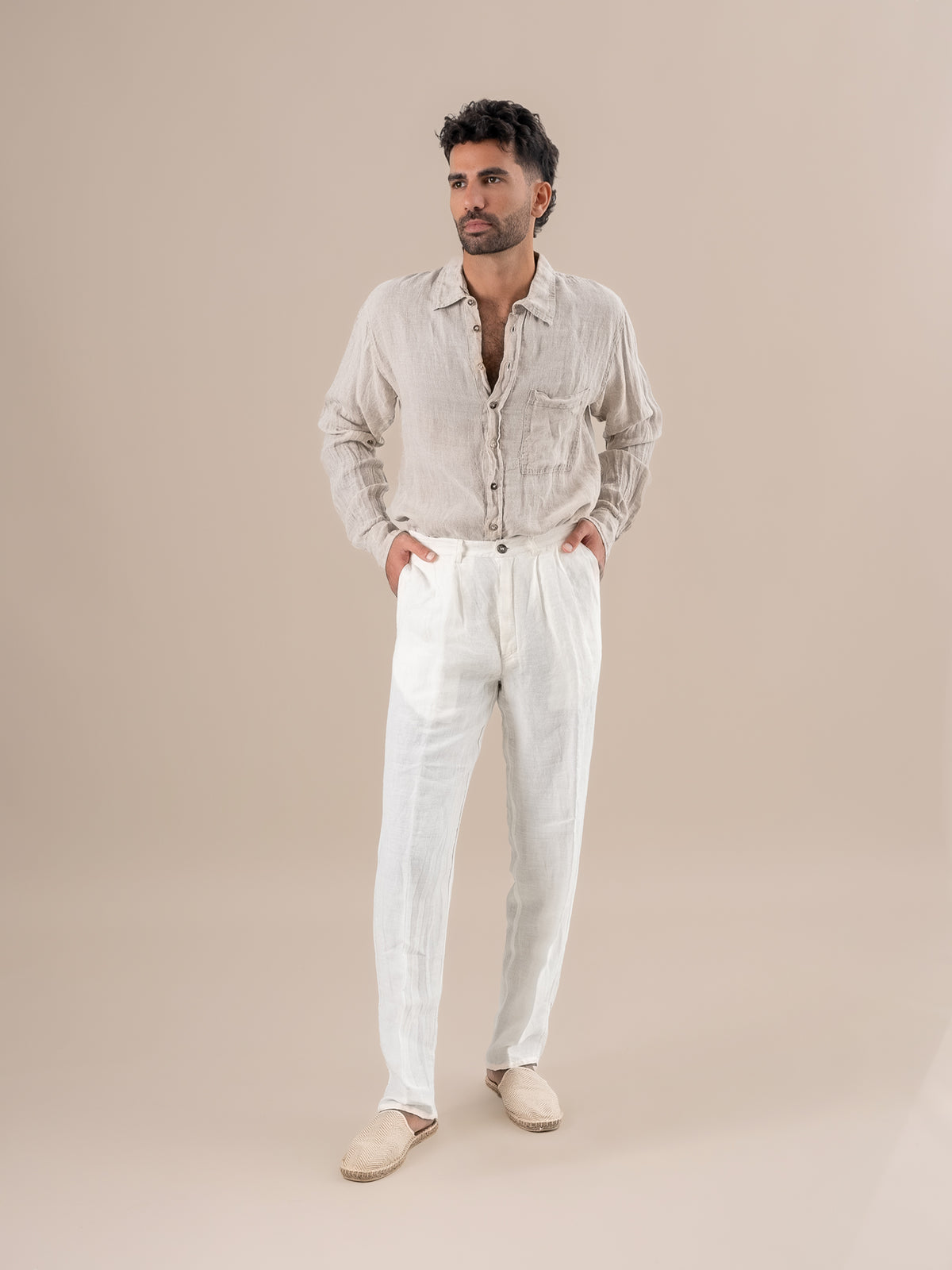 Pantalone Peppino Lino Medio Latte PANTALONE PEPPINO lino medio 33 Bottega Di Brunella 