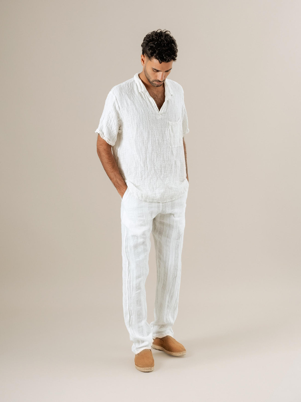 Pantaloni Amalfi Riga Jeep Latte PANTALONE AMALFI riga jeep 33 Bottega Di Brunella 