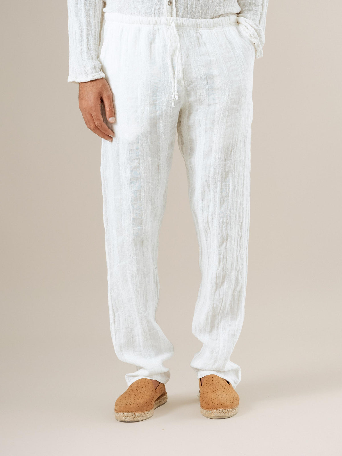 Pantaloni Amalfi Riga Jeep Latte PANTALONE AMALFI riga jeep 33 Bottega Di Brunella 